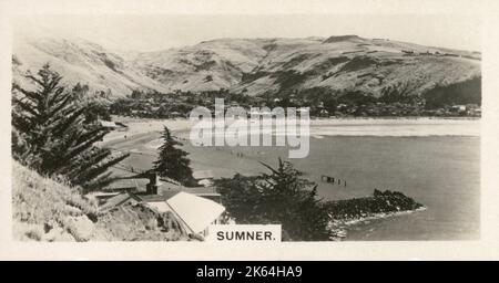 New Zealand - Sumner - seaside resort near Christchurch, connected to the city by 'an electric tram'. Stock Photo