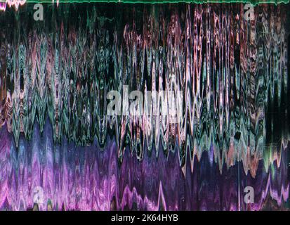 glitch art static noise texture purple artifacts Stock Photo