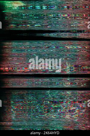 digital glitch pixel noise texture red green dark Stock Photo