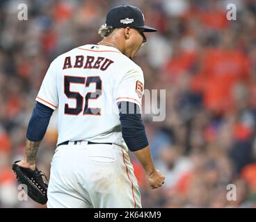 Houston Astros pitcher Bryan Abreu celebrates at the end of a baseball game  against the Atlanta Braves, Sunday, April 23, 2023, in Atlanta. (AP  Photo/Ben Margot Stock Photo - Alamy