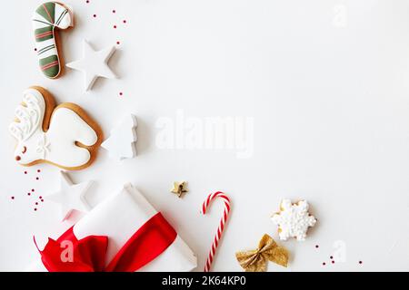 xmas decoration holiday background cookie white Stock Photo