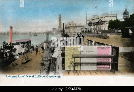 Pier and Royal Naval College, Greenwich, London Stock Photo