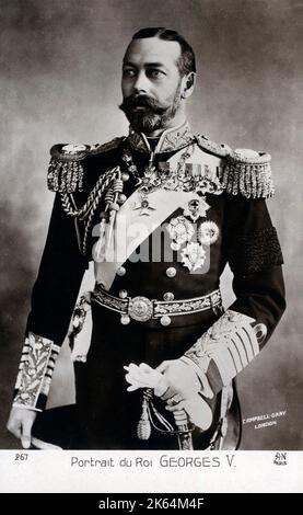 King George V (1865-1936) -  King of the United Kingdom and the British Dominions, and Emperor of India - in ceremonial attire. Stock Photo