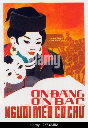 Vietnamese Patriotic Poster - 'Thank You! Thank You! For the Gift of Education' Stock Photo