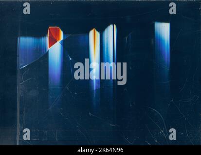 distorted screen system damage blue glare effect Stock Photo