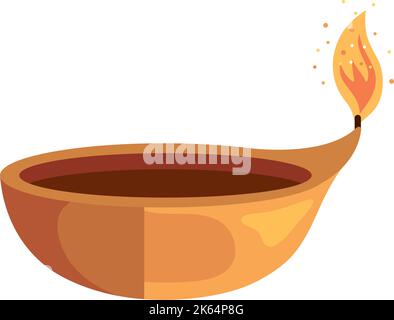 diwali wooden lamp Stock Vector