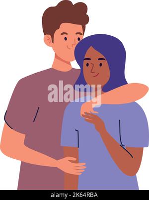 young interracial couple avatars characters Stock Vector Image & Art ...