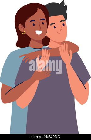 lovers couple hugging Stock Vector