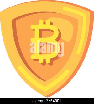 bitcoin in shield cryptocurrency Stock Vector