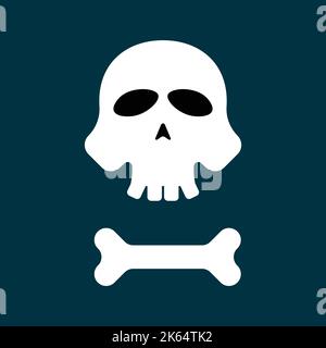 Skull and bone icon flat design - vector illustration Stock Vector