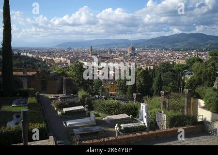 View to City ofFlorence from San Miniato Hiltop in Florence Italy Stock Photo