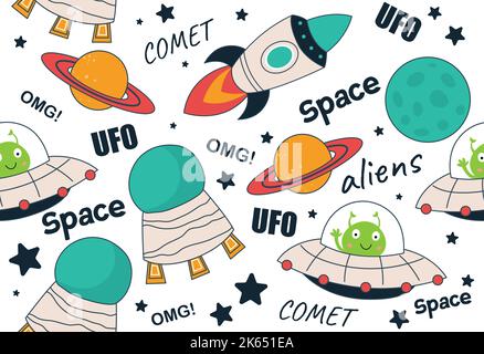 Aliens seamless pattern Stock Vector