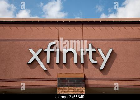 Vadnais Heights, Minnesota.  Comcast Cable Communications doing business as Xfinity, is a telecommunications company used to market consumer cable tel Stock Photo