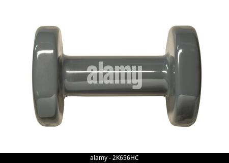 Gray dumbbell for weight training on white background with clipping path Stock Photo