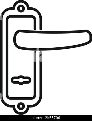 Door handle keyhole icon outline vector. Knob lock. Steel iron Stock Vector
