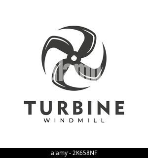 Abstract wind energy symbol fan logo design template. Abstract rotating icon. Bolt circle symbol. Stock Vector