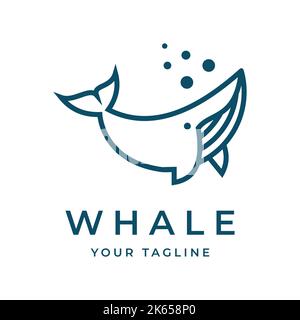 Humpback whale logo vector illustration, template, symbol design Stock Vector