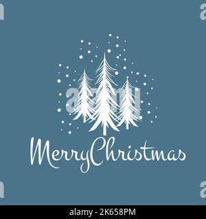 Three fir abstract Christmas trees. Vector illustration of three fir trees.for card, banner or poster design Stock Vector