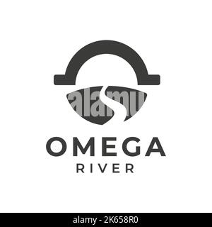 Simple element omega illustration of greek concept. editable omega river combination design on white background. Works for web and mobile Stock Vector