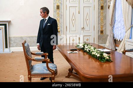 Saint Petersburg, Russia. 11th Oct, 2022. International Atomic Energy Agency (IAEA) Director General Rafael Mariano Grossi waits to meat with Russian President Vladimir Putin in St. Petersburg, Russia, Tuesday, October. 11, 2022. Photo by Kremlin Pool/UPI Credit: UPI/Alamy Live News Stock Photo