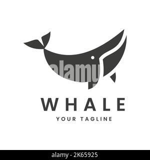 Humpback whale logo vector illustration, associated with love and knowledge, template, symbol design Stock Vector