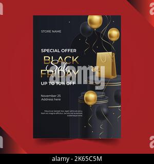 realistic black friday vertical poster template vector design illustration Stock Vector
