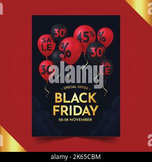 realistic black friday vertical poster template vector design illustration Stock Vector