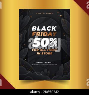 realistic black friday vertical poster template vector design illustration Stock Vector