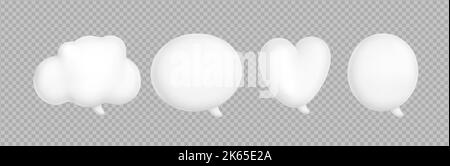 3d render speech bubbles, cloud, heart, round and oval shaped isolated blank message boxes, communication and thought balloons. Dialogue and speak frame elements, Illustration in cartoon plastic style Stock Vector