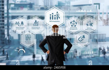 HR, People analytics concept. Transforming HR landscape to achieve sustainable business success. Deeply data driven and goal focused people processes, Stock Photo