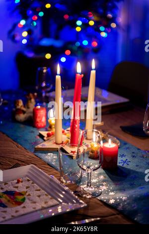 Multicolored Christmas bokeh Stock Photo