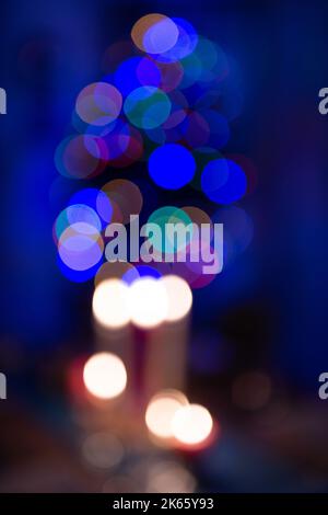 Multicolored Christmas bokeh Stock Photo