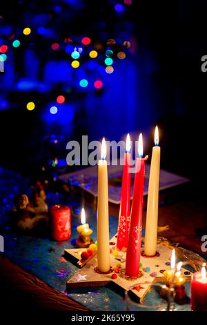 Multicolored Christmas bokeh Stock Photo