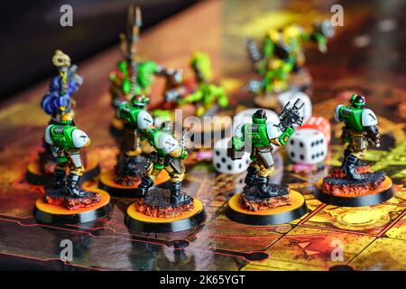 Miniature figures of role-playing board games to enjoy among several participants. Stock Photo