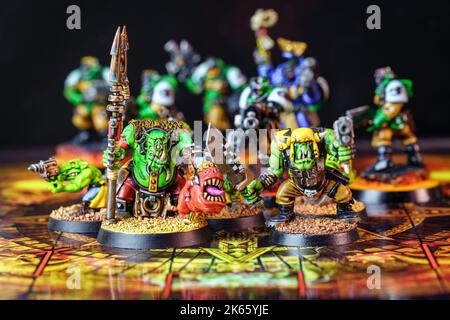 Different figures of warriors to participate in role-playing board games among several participants. Stock Photo