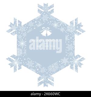 Christmas Vector Snowflake Shape Frame Illustration With Snowflake Patterns And Text Space Isolated On A White Background. Stock Vector