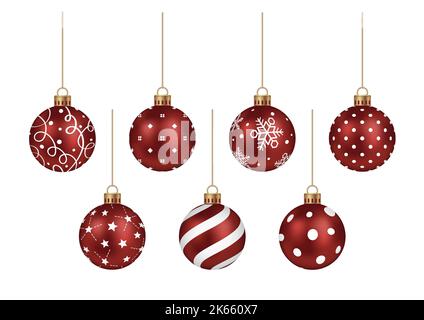 Realistic Christmas Ball Vector Illustration Set Isolated On A White Background. Stock Vector