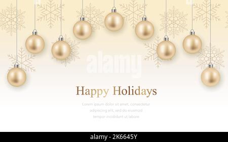 Seamless Vector Background With Christmas Balls And Tex Space. Horizontally Repeatable. Stock Vector