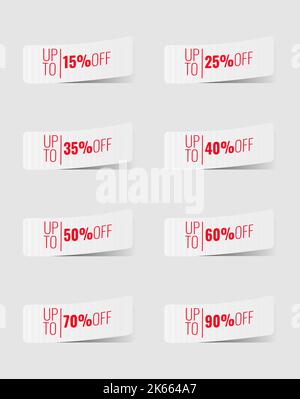 collection of price tags with discounts illustration Stock Vector