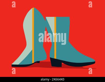 A cowboy boots cartoons isolated on red background Stock Vector