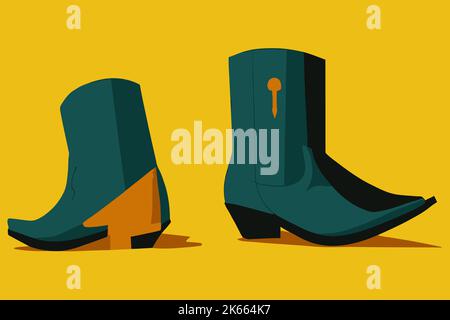 A cowboy boots cartoons isolated on yellow background Stock Vector