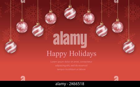 Seamless Vector Background With Christmas Balls And Tex Space. Horizontally Repeatable. Stock Vector