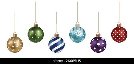 Realistic Christmas Ball Vector Illustration Set Isolated On A White Background. Stock Vector