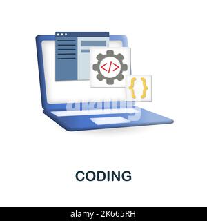 Coding icon. 3d illustration from web development collection. Creative Coding 3d icon for web design, templates, infographics and more Stock Vector