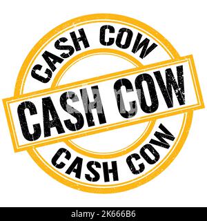 CASH COW text written on yellow-black round stamp sign Stock Photo