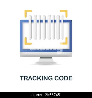 Tracking Code icon. 3d illustration from affiliate marketing collection. Creative Tracking Code 3d icon for web design, templates, infographics and Stock Vector