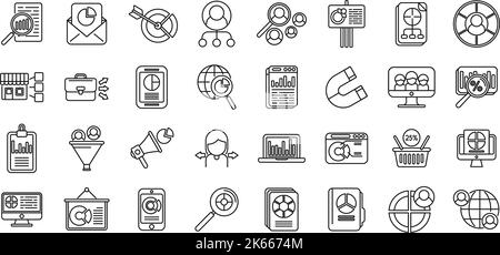 Market segmentation icons set outline vector. Customer audience. Client business Stock Vector