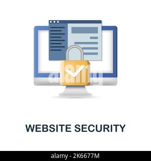 Website Security icon. 3d illustration from web development collection. Creative Website Security 3d icon for web design, templates, infographics and Stock Vector