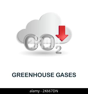 Greenhouse Gases icon. 3d illustration from climate change collection. Creative Greenhouse Gases 3d icon for web design, templates, infographics and Stock Vector