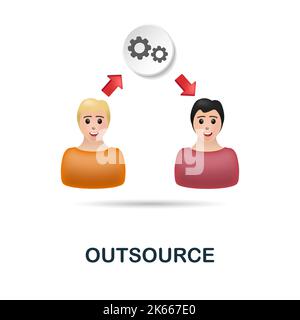 Outsource icon. 3d illustration from project development collection. Creative Outsource 3d icon for web design, templates, infographics and more Stock Vector